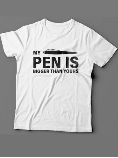 Мужская футболка с прикольным принтом "My pen is bigger than yours"