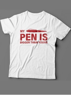 Мужская футболка с прикольным принтом "My pen is bigger than yours"