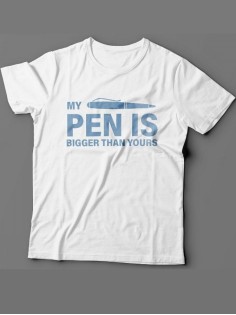 Мужская футболка с прикольным принтом "My pen is bigger than yours"