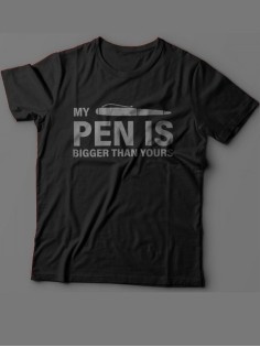 Мужская футболка с прикольным принтом "My pen is bigger than yours"