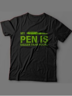 Мужская футболка с прикольным принтом "My pen is bigger than yours"