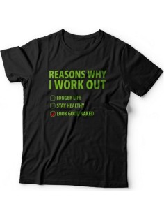 Мужская футболка с прикольным принтом "Reasons why i work out"