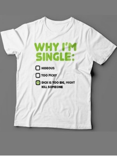 Мужская футболка с прикольным принтом "Why i'm single"