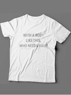 Футболка с прикольной надписью «With a body»/Оригинальная, модная мужская с принтом.