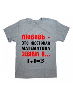 Мужская футболка с прикольным принтом "ЛЮБОВЬ - ЭТО ЖЕСТОКАЯ МАТЕМАТИКА"