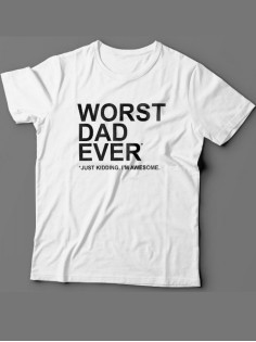 Прикольная футболка для папы с надписью «Worst dad»/Модная самому лучшему папе с рисунком