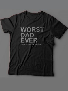 Прикольная футболка для папы с надписью «Worst dad»/Модная самому лучшему папе с рисунком