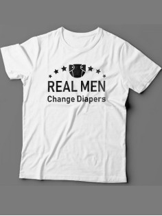 Мужская футболка с прикольным принтом "Real man change diapers"