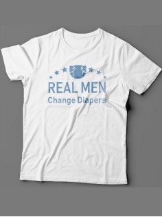 Мужская футболка с прикольным принтом "Real man change diapers"