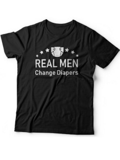 Мужская футболка с прикольным принтом "Real man change diapers"