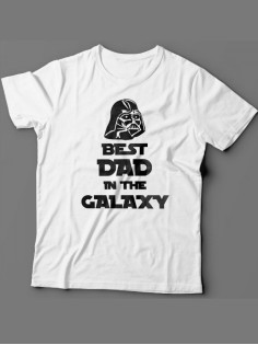 Мужская футболка с прикольным принтом "Best dad in the galaxy"