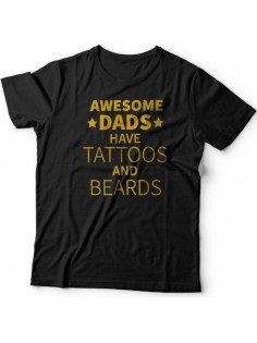 Мужская футболка с прикольным принтом "Awesome dads have tattoos and beards"