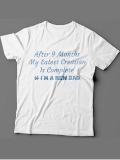 Мужская футболка с прикольным принтом "After 9 months my latest creation is complete"