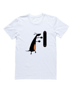 Мужская футболка с прикольным принтом "Собака с боксерской грушей"