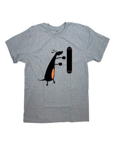 Мужская футболка с прикольным принтом "Собака с боксерской грушей"