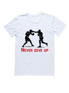 Мужская футболка с прикольным принтом "Never give up"