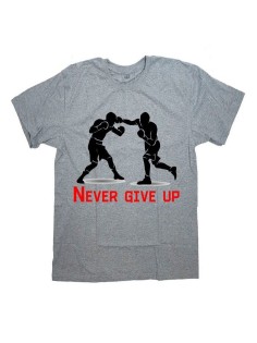 Мужская футболка с прикольным принтом "Never give up"