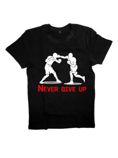 Мужская футболка с прикольным принтом "Never give up"