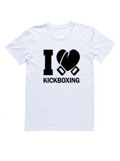 Мужская футболка с прикольным принтом "I love kickboxing"