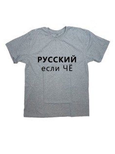 Футболка мужская серая с принтом русский