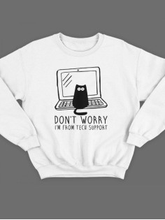 Мужской свитшот с принтом «Don't worry» / Модная толстовка без капюшона с прикольной надписью.