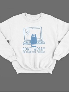 Мужской свитшот с принтом «Don't worry» / Модная толстовка без капюшона с прикольной надписью.