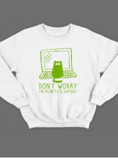 Мужской свитшот с принтом «Don't worry» / Модная толстовка без капюшона с прикольной надписью.
