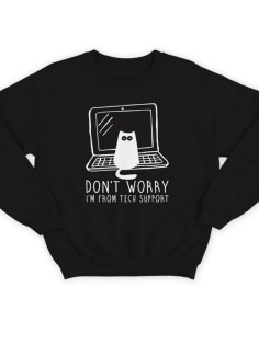 Мужской свитшот с принтом «Don't worry» / Модная толстовка без капюшона с прикольной надписью.