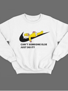 Модный свитшот - толстовка без капюшона с принтом "Can't someone else just do it"