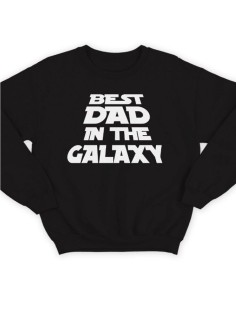 Прикольный свитшот для папы с принтом «Best dad in the galaxy» / Модная толстовка для лучшего папы.