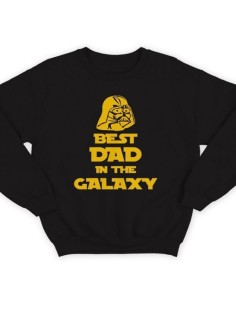 Модный свитшот - толстовка без капюшона с принтом "Best dad in the galaxy"