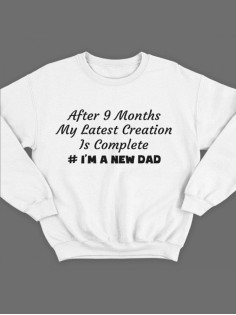 Модный свитшот - толстовка без капюшона с принтом "After 9 months my latest creation is complete"
