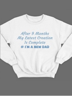 Модный свитшот - толстовка без капюшона с принтом "After 9 months my latest creation is complete"