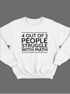 Мужской свитшот с принтом «4 out of 3» / Модная толстовка без капюшона с прикольной надписью.