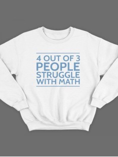 Мужской свитшот с принтом «4 out of 3» / Модная толстовка без капюшона с прикольной надписью.