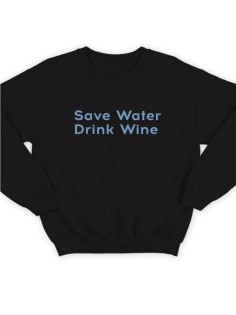 Мужской свитшот с принтом «Save water» / Модная толстовка без капюшона с прикольной надписью.