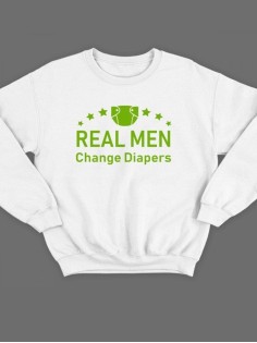 Модный свитшот - толстовка без капюшона с принтом "Real man change diapers"
