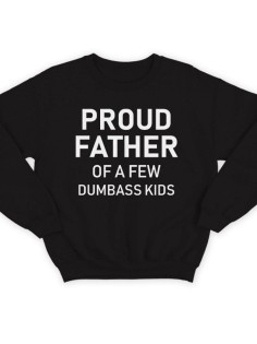 Модный свитшот - толстовка без капюшона с принтом "Proud father of a few dumbass kids"