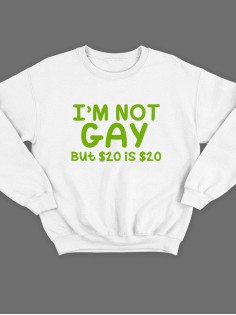 Модный свитшот - толстовка без капюшона с принтом "I'm not gay"