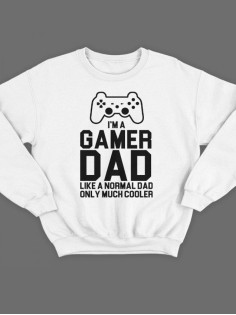 Модный свитшот - толстовка без капюшона с принтом "I'm a gamer dad (like normal dad)"