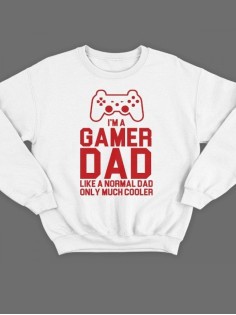 Модный свитшот - толстовка без капюшона с принтом "I'm a gamer dad (like normal dad)"
