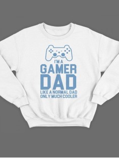 Модный свитшот - толстовка без капюшона с принтом "I'm a gamer dad (like normal dad)"