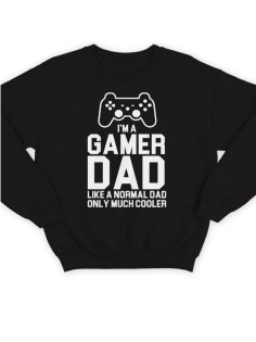 Модный свитшот - толстовка без капюшона с принтом "I'm a gamer dad (like normal dad)"