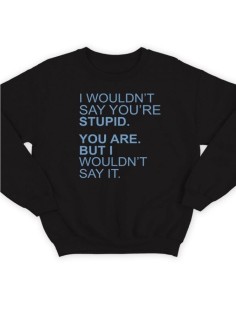 Мужской свитшот с принтом «I wouldn't» / Модная толстовка без капюшона с прикольной надписью.