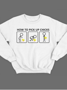 Модный свитшот - толстовка без капюшона с принтом "How to pick up chicks"