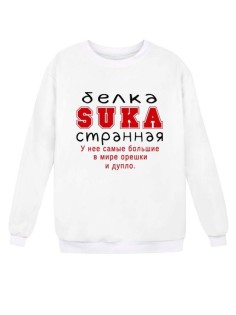 Модный свитшот - толстовка без капюшона с принтом "Белка SUKA странная"