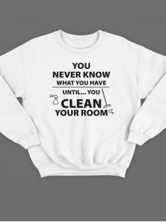 Модный свитшот - толстовка без капюшона с принтом "You never know what you have until"