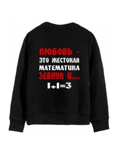 Модный свитшот - толстовка без капюшона с принтом "ЛЮБОВЬ - ЭТО ЖЕСТОКАЯ МАТЕМАТИКА"