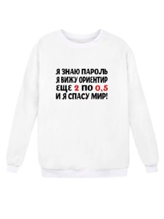 Мужской свитшот с принтом «Я знаю пароль» / Модная толстовка без капюшона с прикольной надписью.