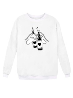 Модный свитшот - толстовка без капюшона с принтом "Холодное пиво как сердце бывшей"